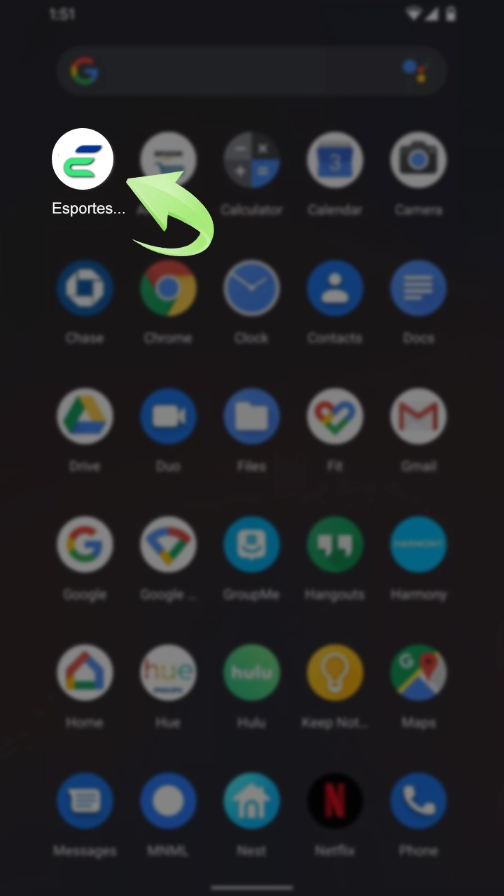 Abra o aplicativo Esportes da Sorte no Android e comece a usá-lo.