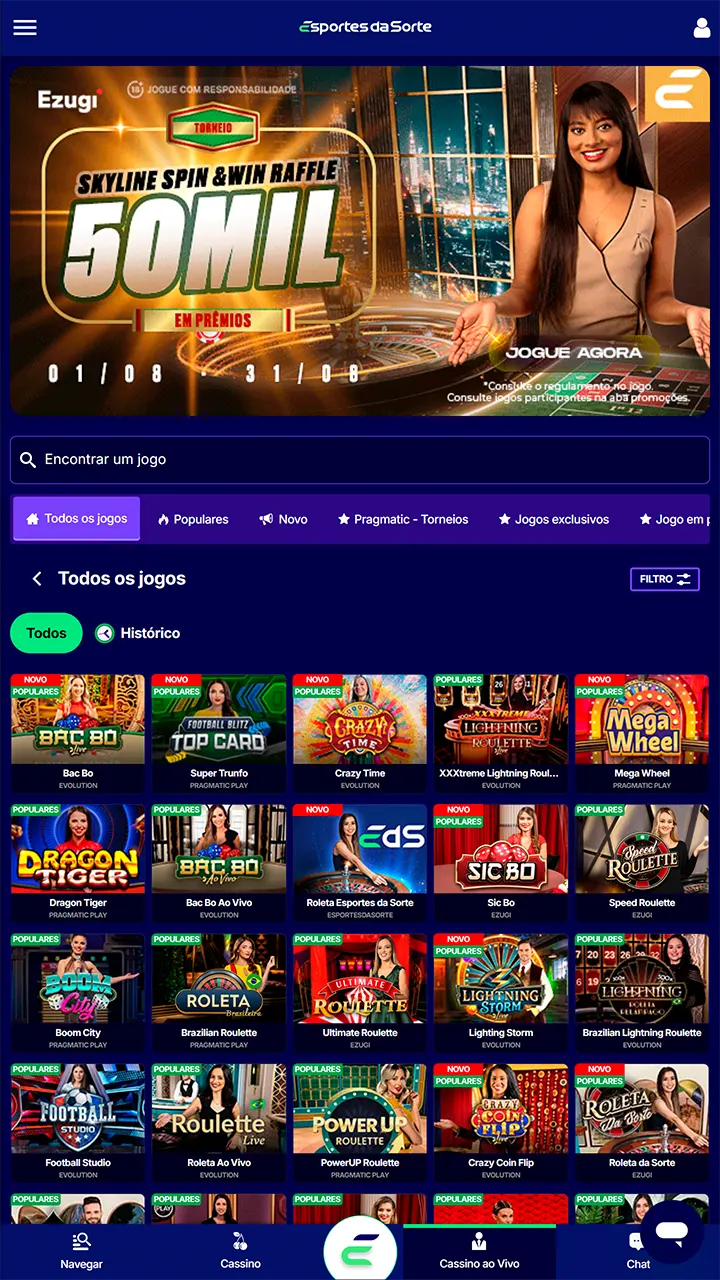 Agora você pode jogar jogos de cassino no iOS por meio do aplicativo Esportes da Sorte.