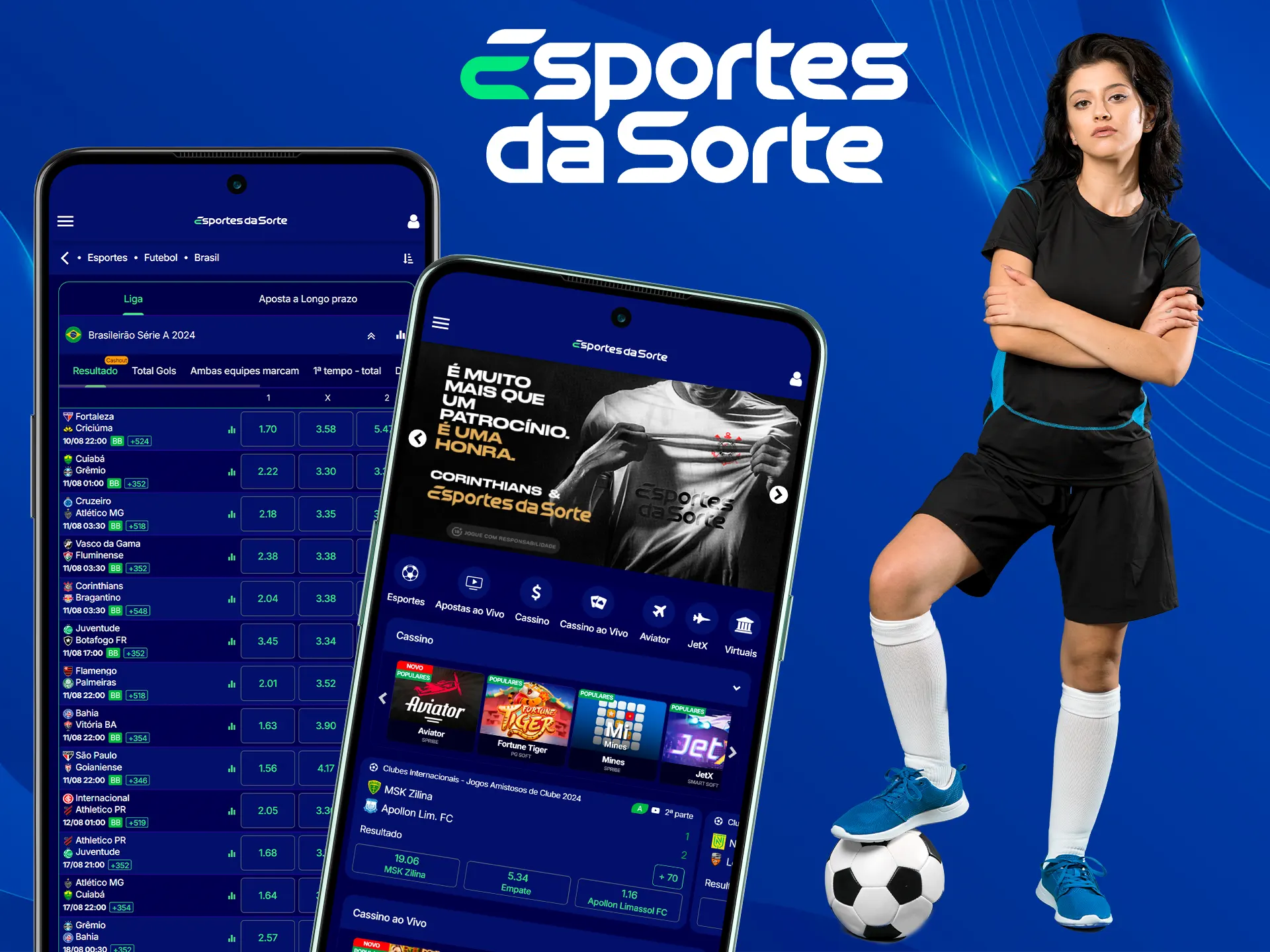 Faça apostas no seu time favorito em qualquer lugar com o aplicativo Esportes da Sorte.