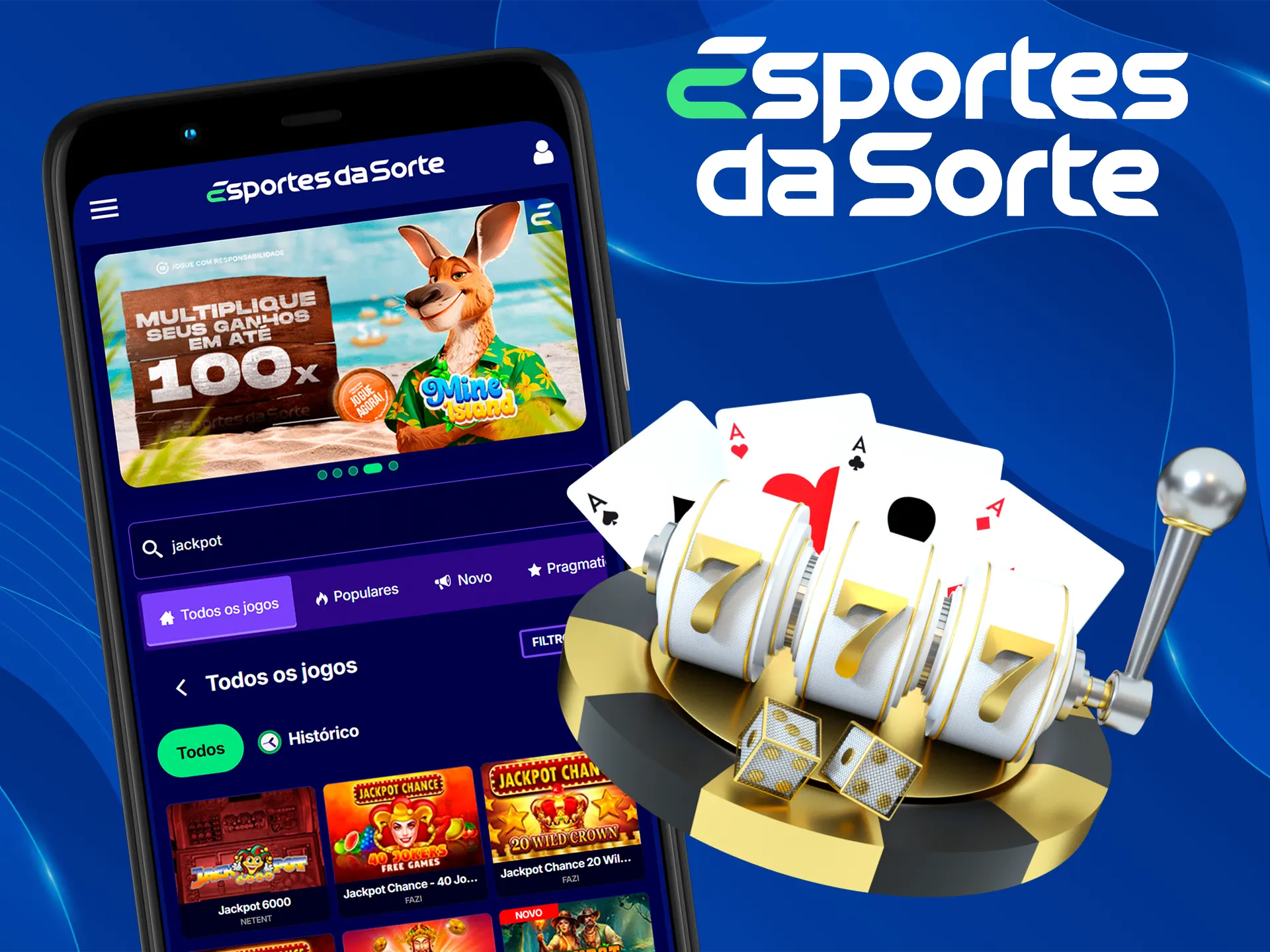 Ganhe muito nos jogos de jackpot no aplicativo Esportes da Sorte.