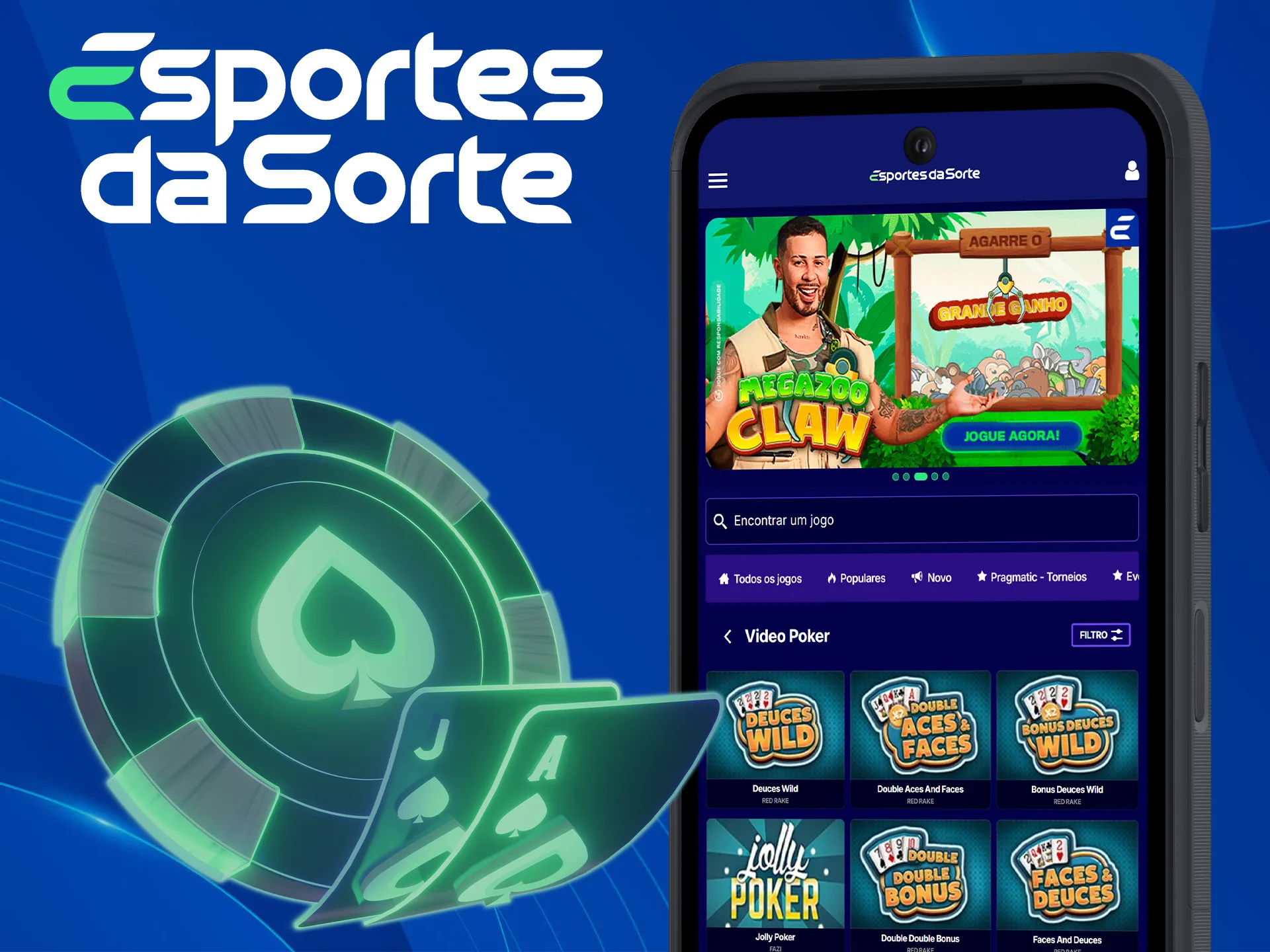 Jogue os jogos de pôquer mais emocionantes no aplicativo Esportes da Sorte.