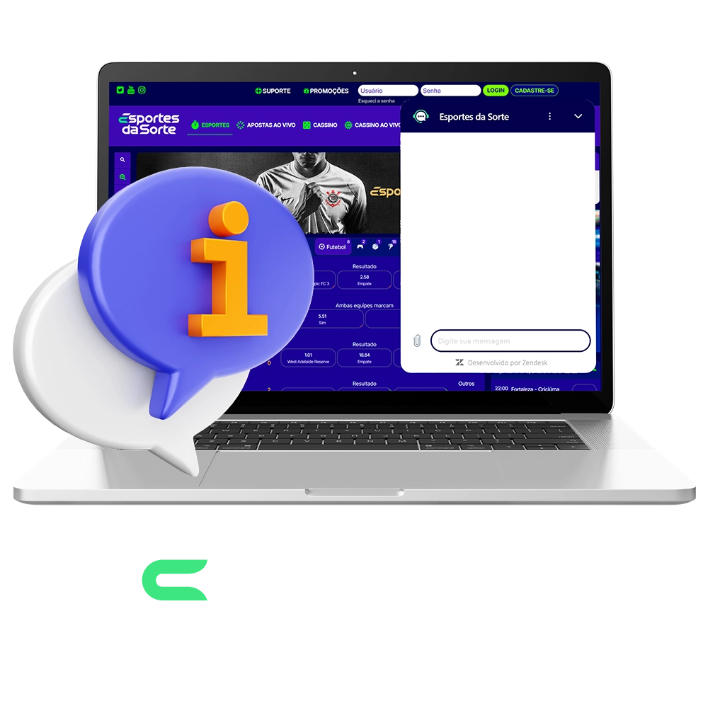 Entre em contato com a Esportes da Sorte por esses métodos.