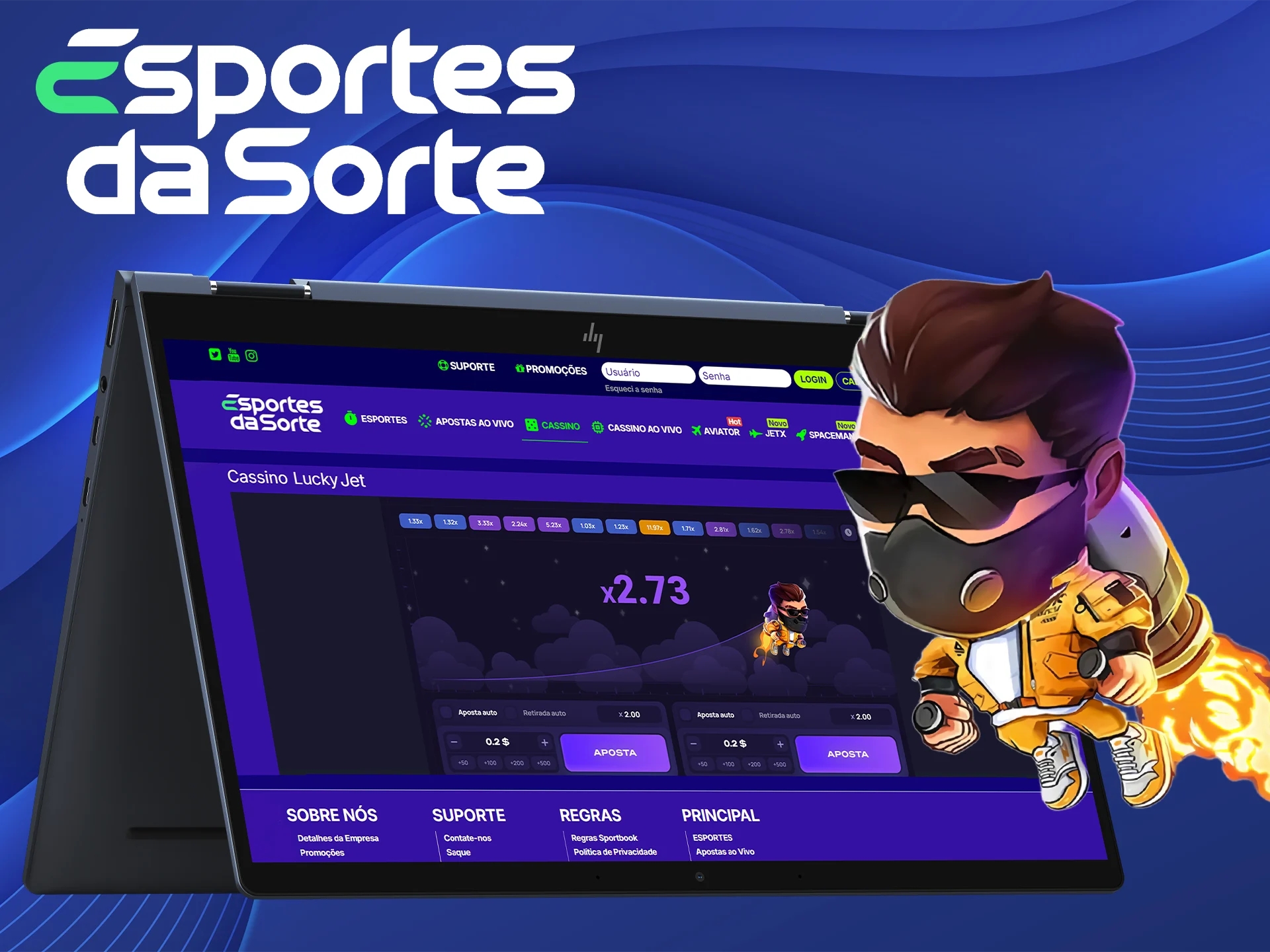 Saiba mais sobre a interface do Lucky Jet no site Esportes da Sorte.