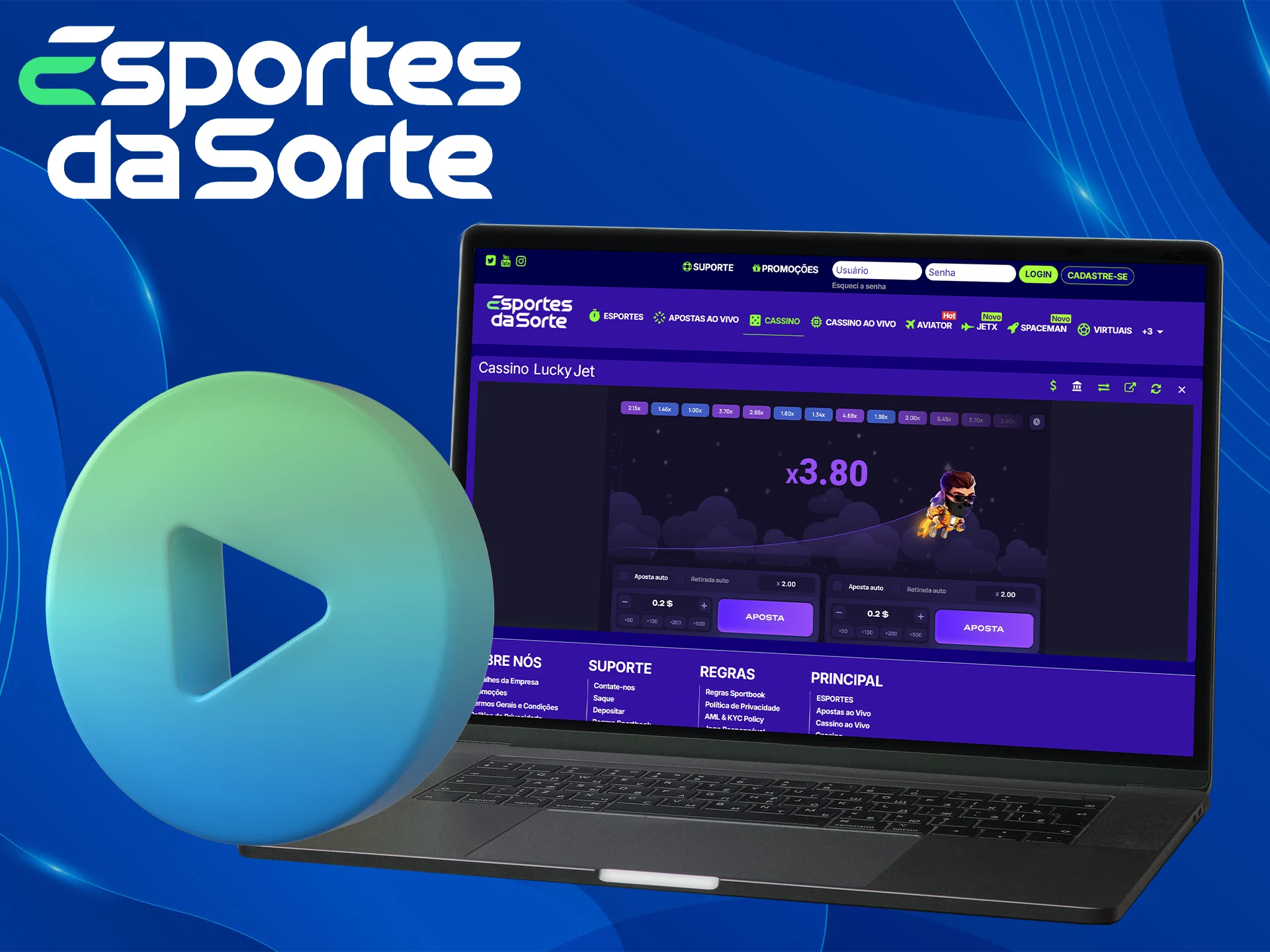 O Lucky Jet no Esportes da Sorte tem uma jogabilidade empolgante.