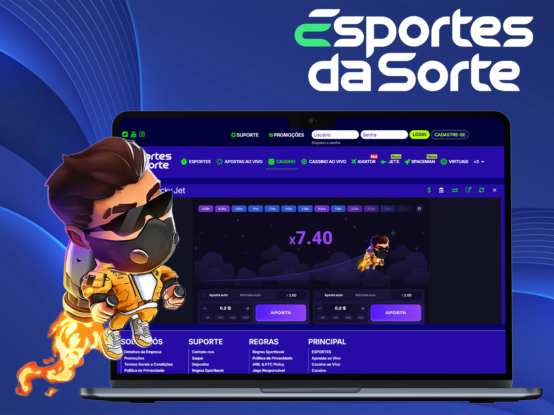 Descubra tudo o que o Lucky Jet tem a oferecer no Esportes da Sorte.