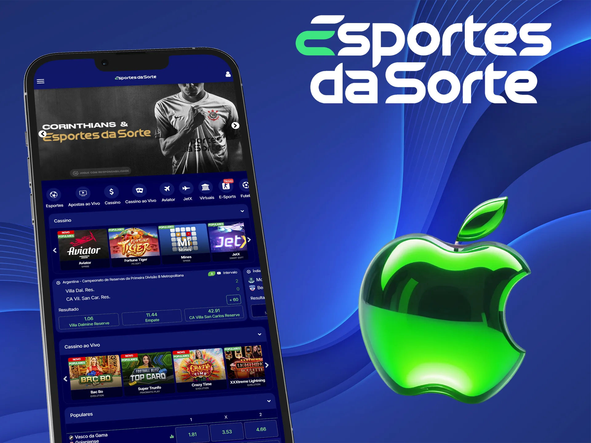 Os usuários do iOS podem aproveitar o aplicativo móvel Esportes da Sorte.