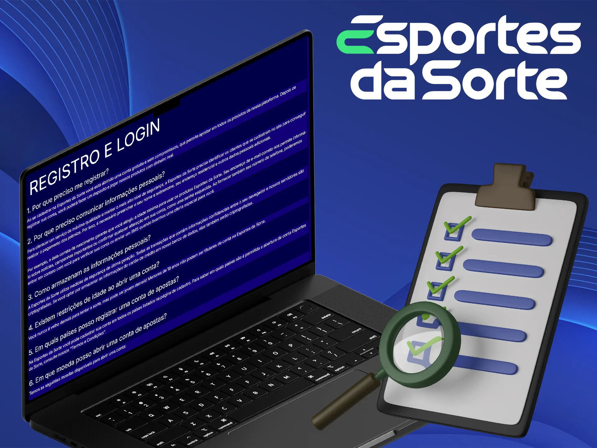 Complete os requisitos de registro para o Esportes da Sorte.