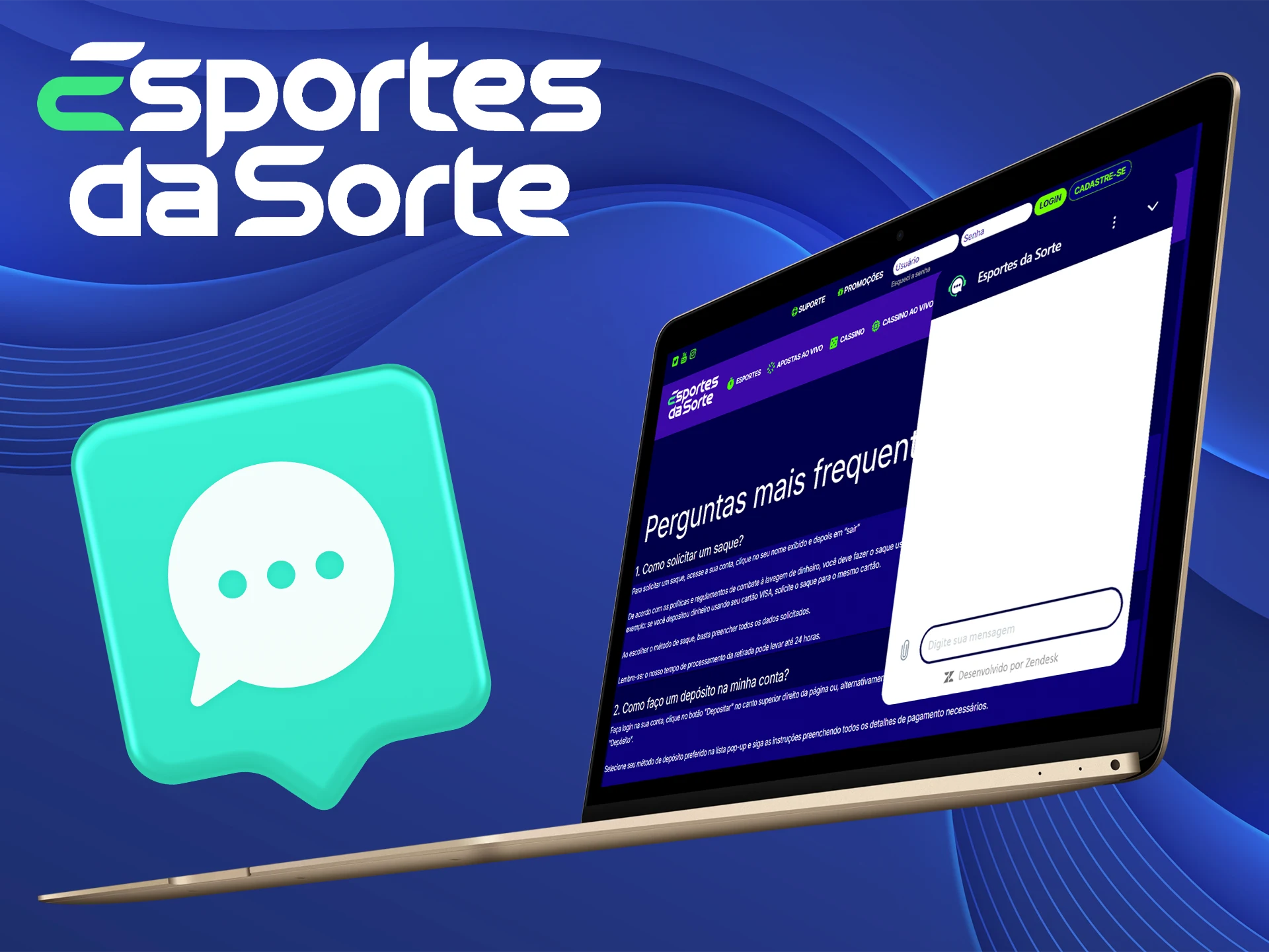 Resolva seus problemas com o Esportes da Sorte rapidamente pelo chat online.