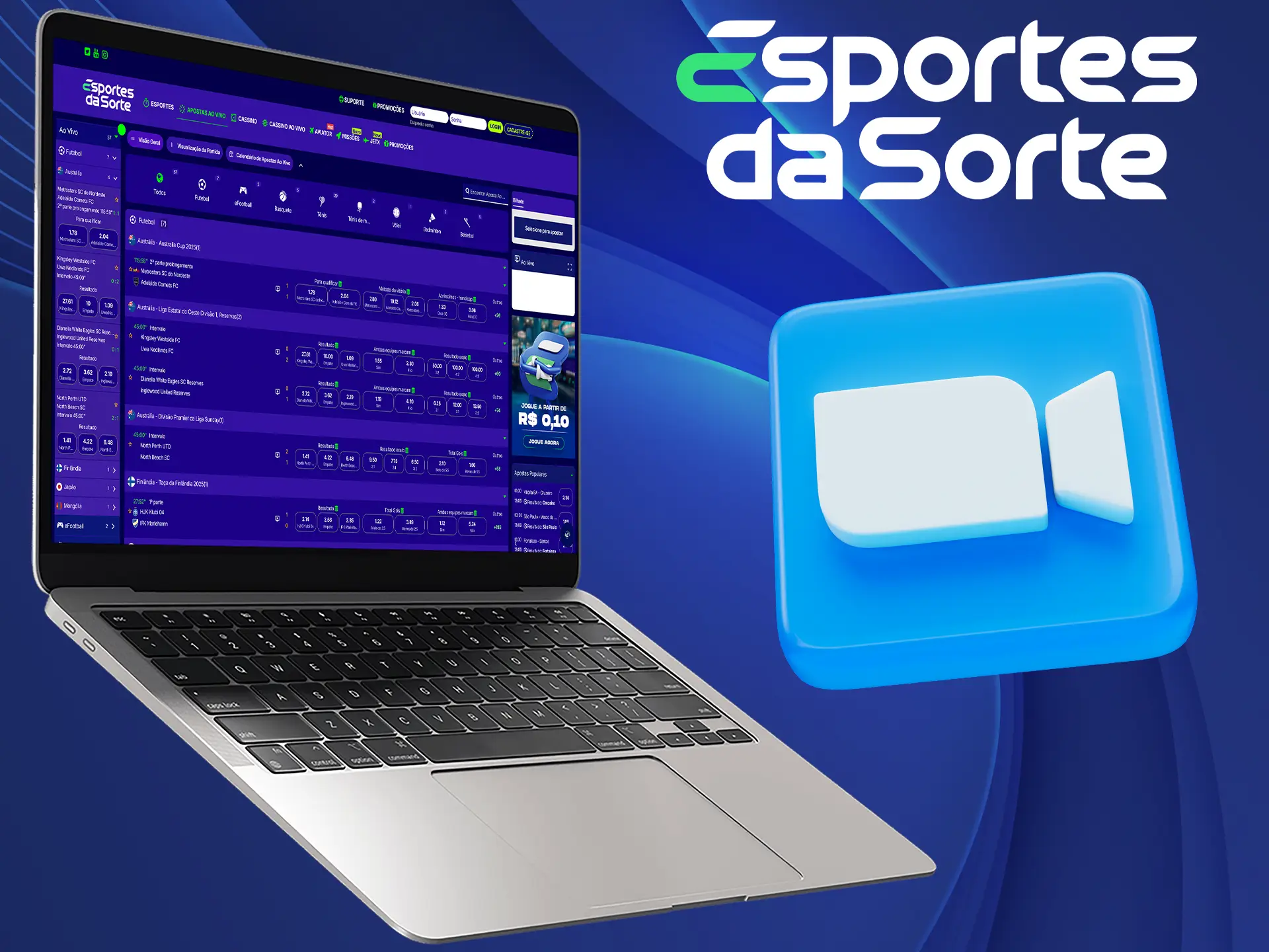 Faça suas apostas durante a transmissão ao vivo no Esportes da Sorte.