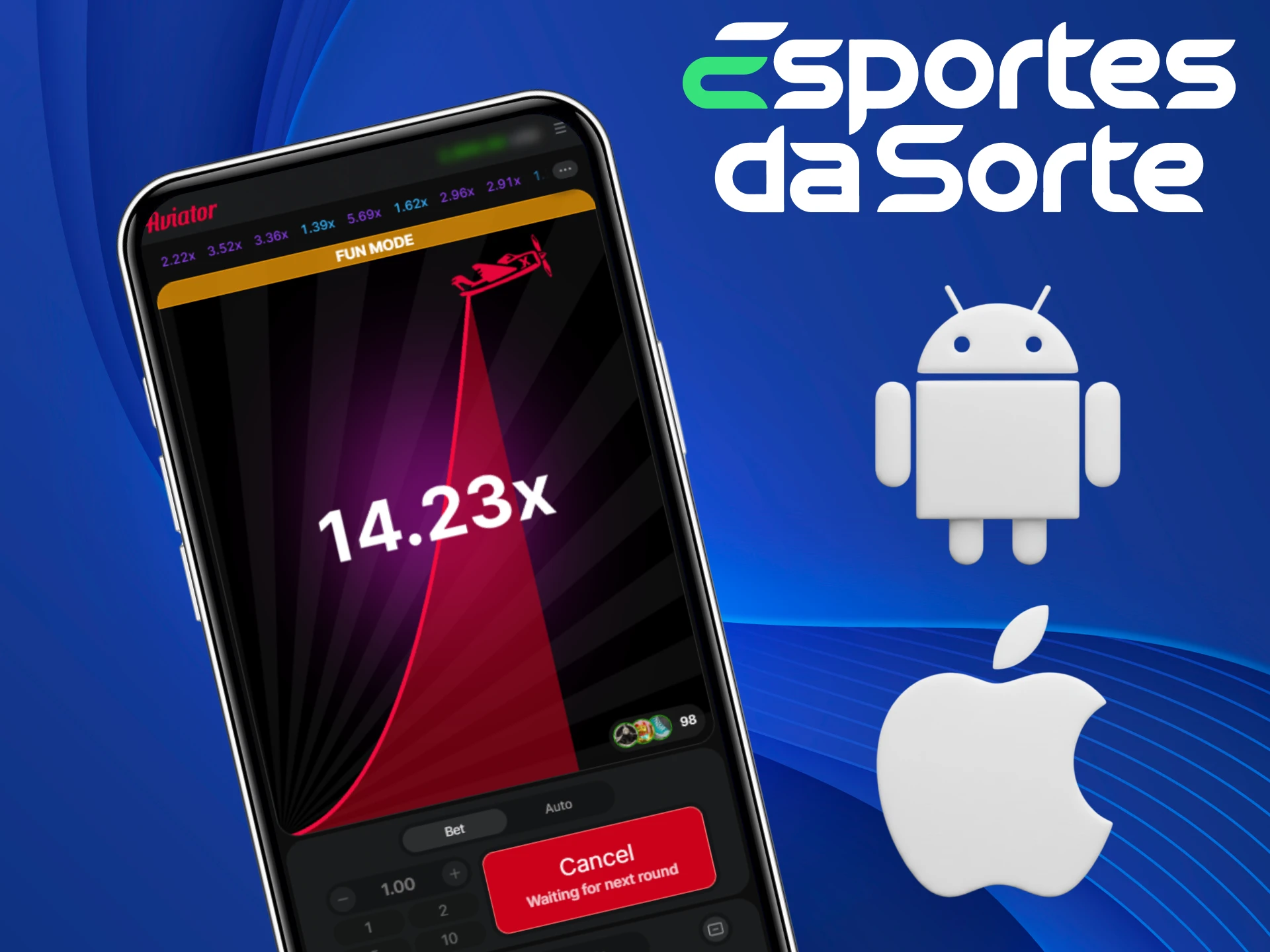 Jogue Aviator no app móvel onde estiver com os Esportes da Sorte.