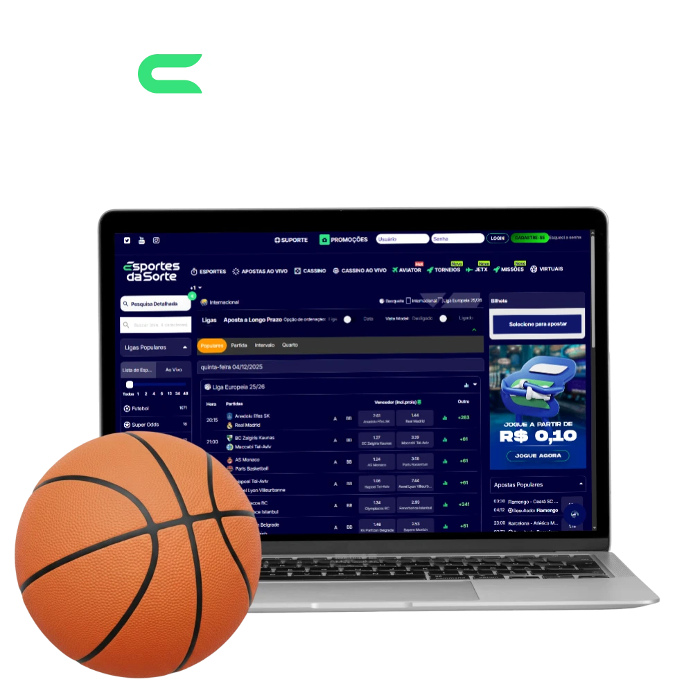 Obtenha grandes ganhos apostando em basquete no Esportes da Sorte.