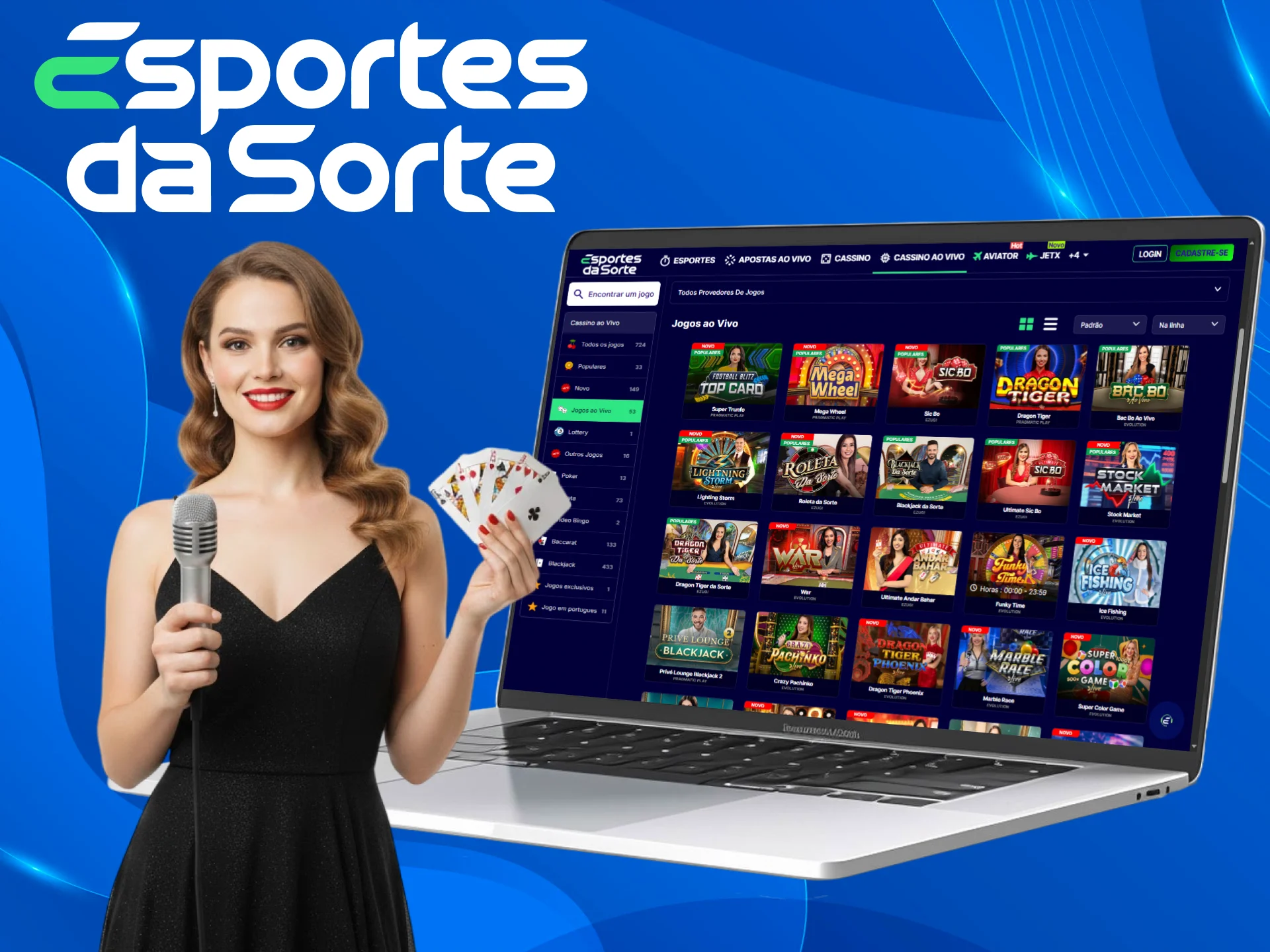Tenha altos ganhos com os jogos de TV no cassino ao vivo do Esportes da Sorte.