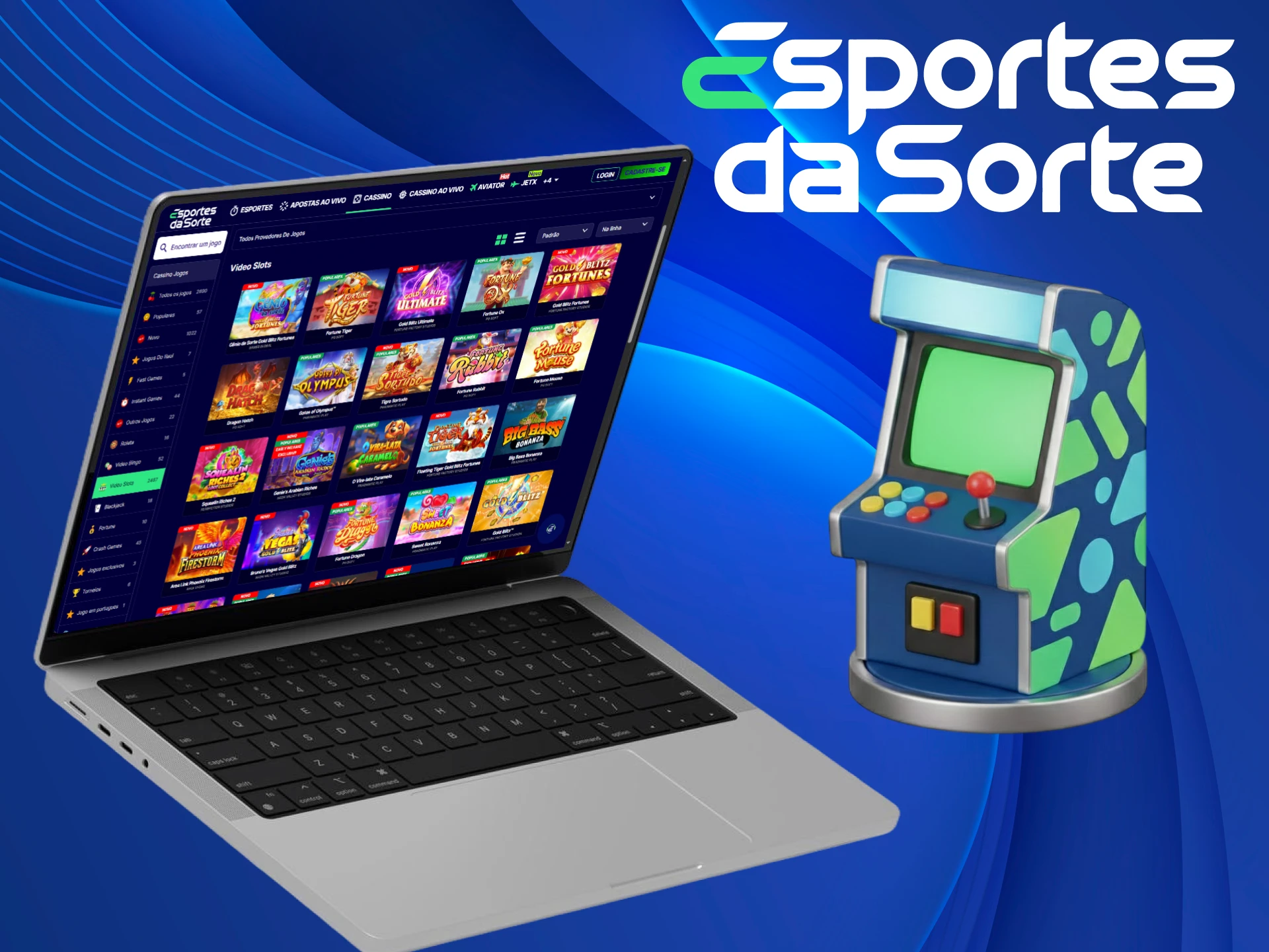 Jogue Caça-níqueis e concorra a jackpots no Cassino do Esportes da Sorte.