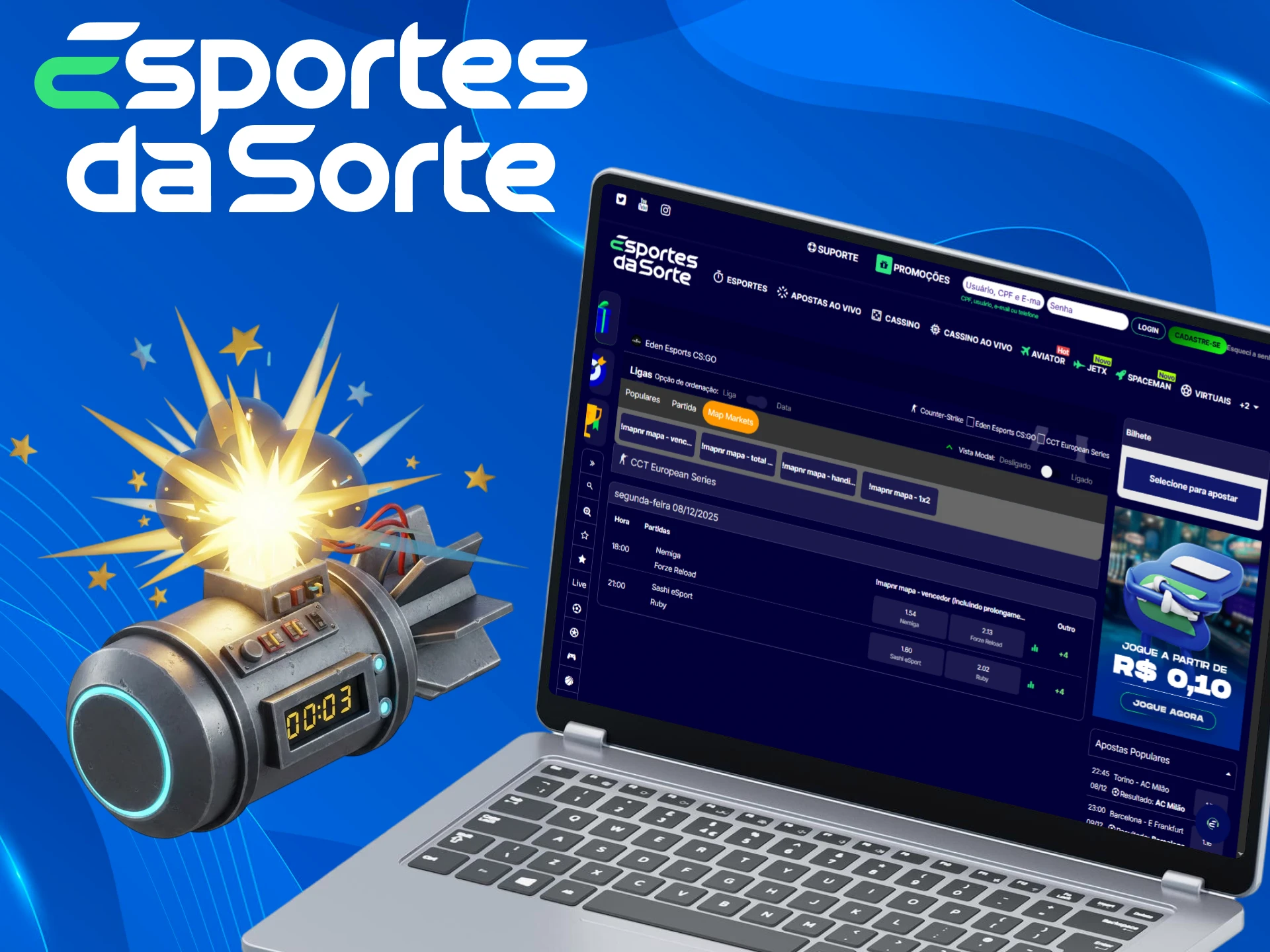 Aproveite todas as vantagens de apostar em CS2 no Esportes da Sorte.