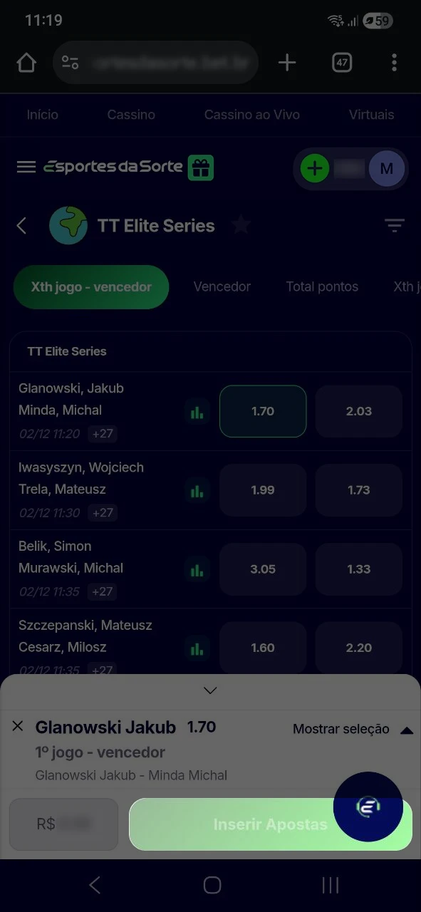 Confirme o cupom para finalizar sua aposta em esportes no Esportes da Sorte.