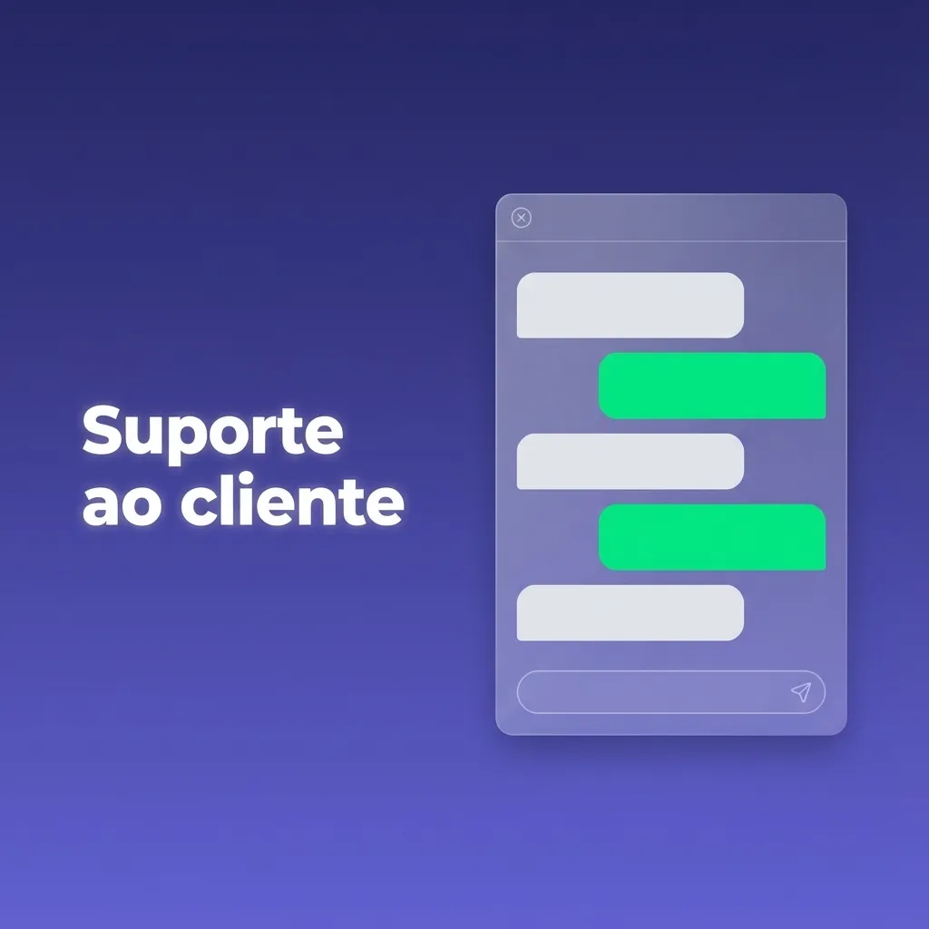 Ilustração de suporte ao cliente em português, com atendente em chat ao vivo, e-mail, FAQ online e app no celular