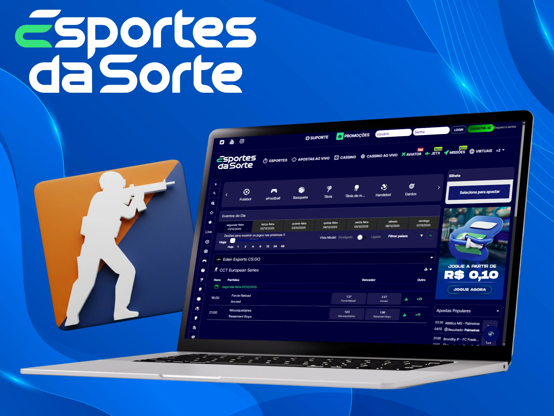 Conquiste ganhos ao colocar suas apostas nos eventos de CS 2 com Esportes da Sorte.