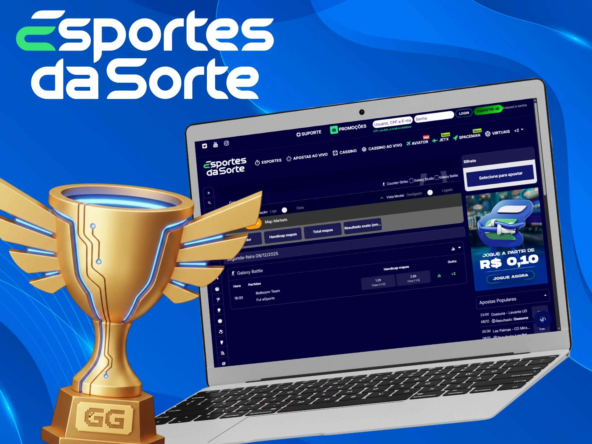 Encontre os maiores torneios de E-sports para apostar no Esportes da Sorte.