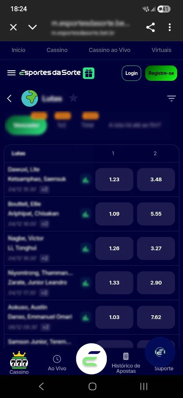 Acesse Fórmula 1 e escolha o mercado no Esportes da Sorte.