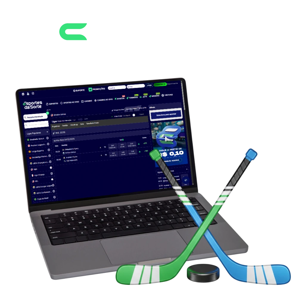 Ganhe grandes retornos ao fazer suas apostas em hóquei com Esportes da Sorte.