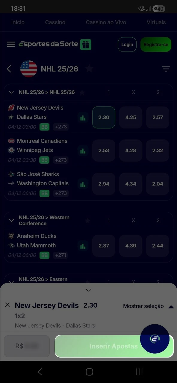 Confirme a aposta em hóquei no gelo para garantir seus ganhos no Esportes da Sorte.