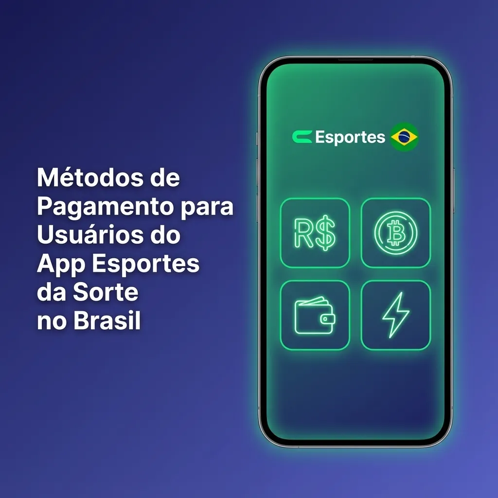 Tela do app Esportes da Sorte exibindo opções de pagamento no Brasil, como Pix, boleto, TED, cartão e carteiras digitais