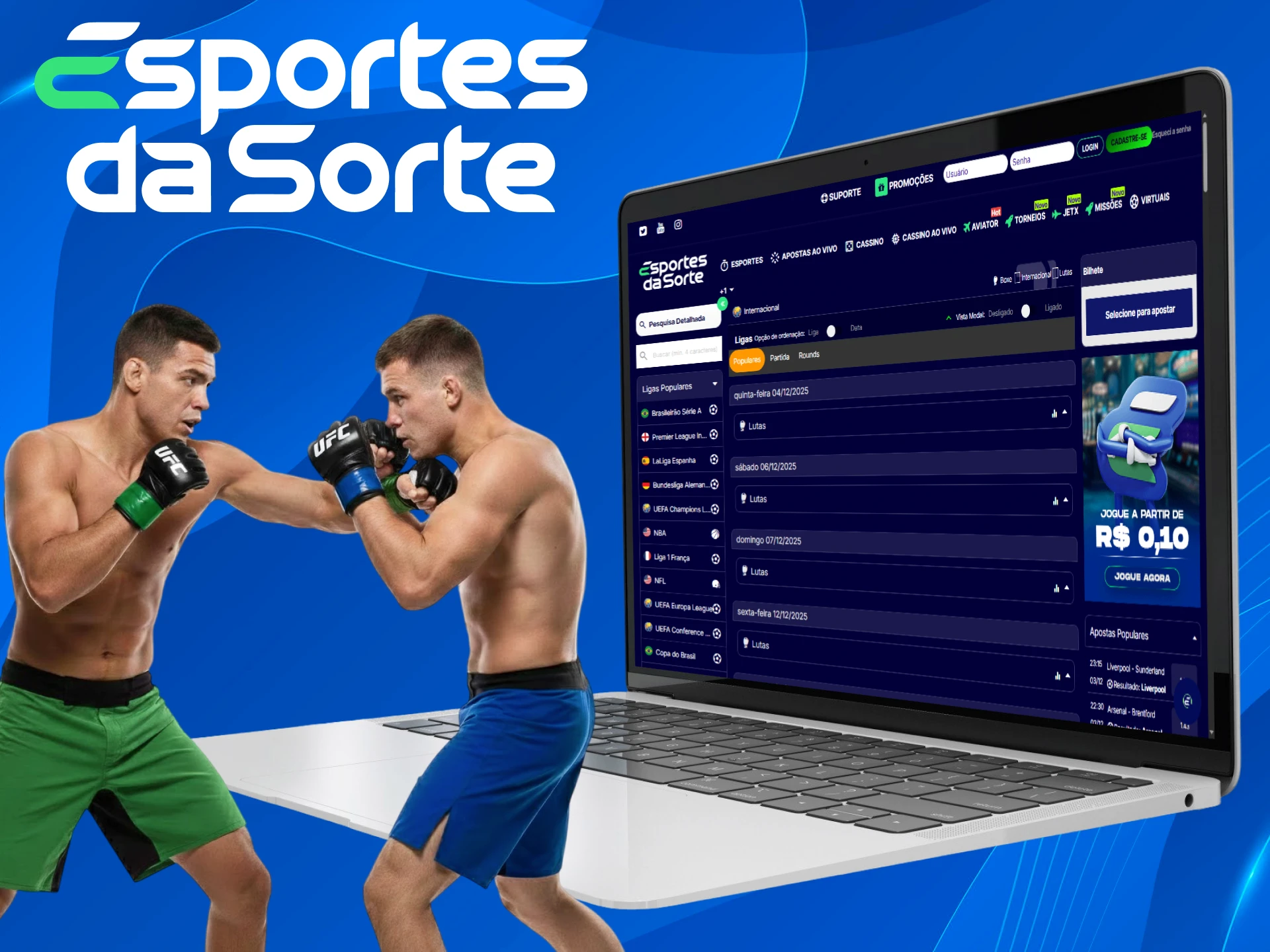 Escolha seus favoritos na lista dos melhores lutadores de MMA para apostar no Esportes da Sorte.