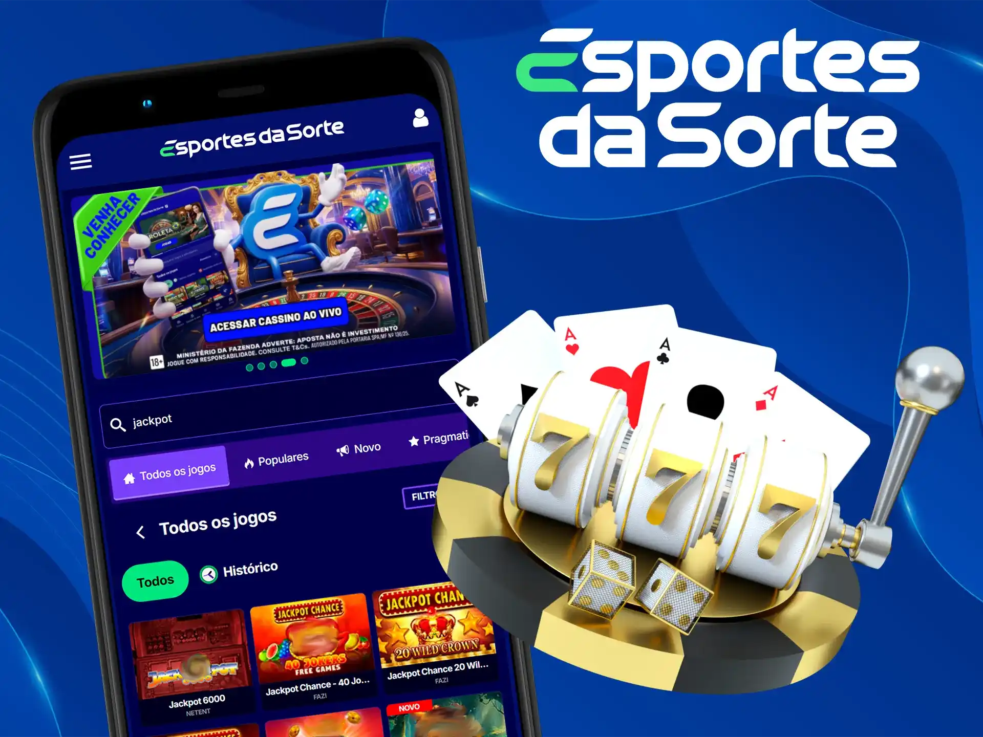 Ganhe muito nos jogos de jackpot no aplicativo Esportes da Sorte.