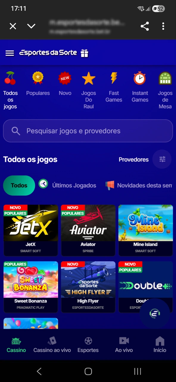Selecione seu jogo e comece a vencer no Cassino do Esportes da Sorte.