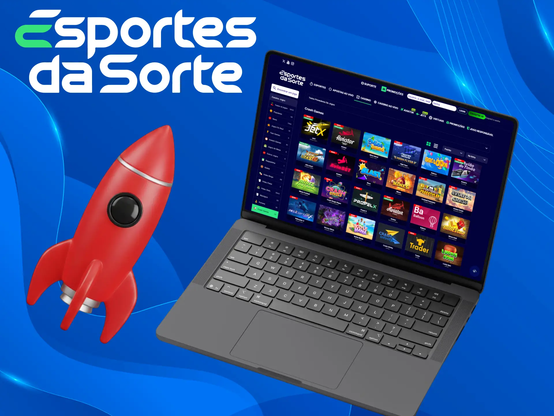 Experimente os Crash Games para ganhos rápidos no Cassino do Esportes da Sorte.