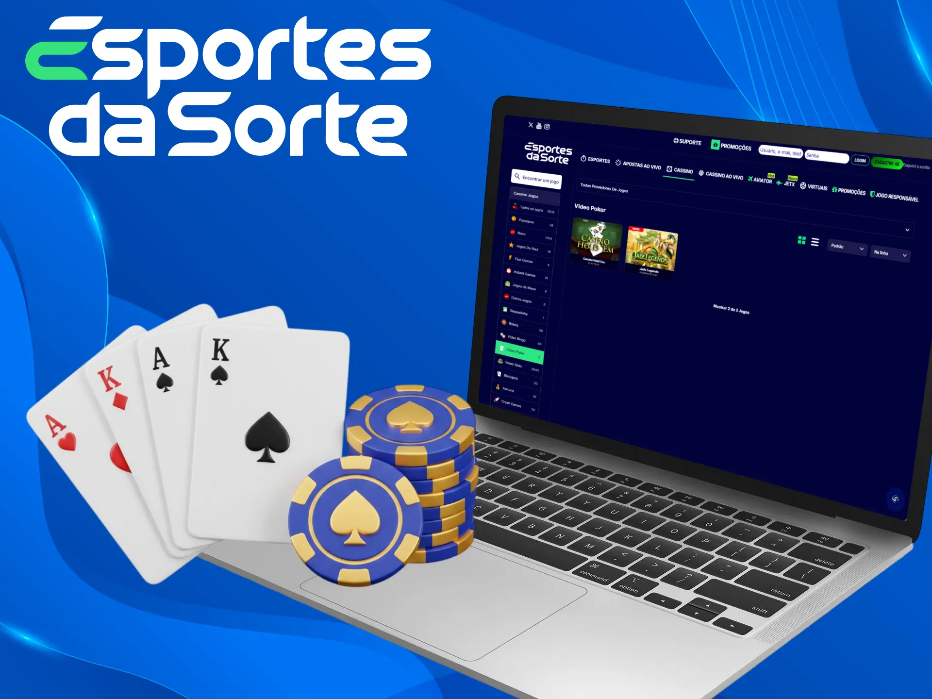 Vença no Vídeo Pôquer disponível no Cassino do Esportes da Sorte.