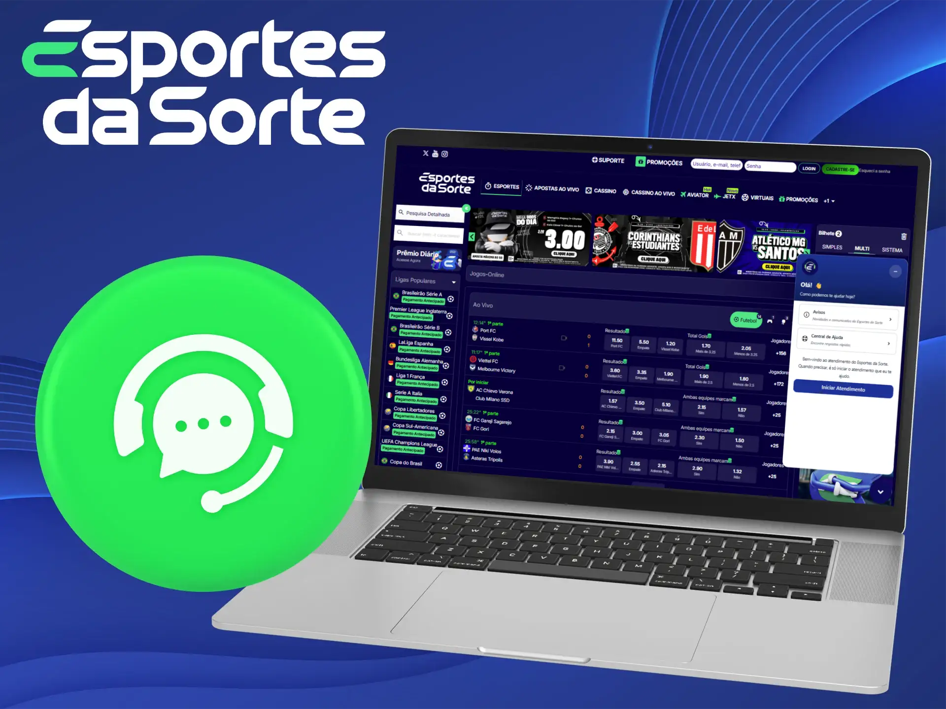 Entre em contato com o Esportes da Sorte via chat ao vivo e obtenha uma resposta rápida.