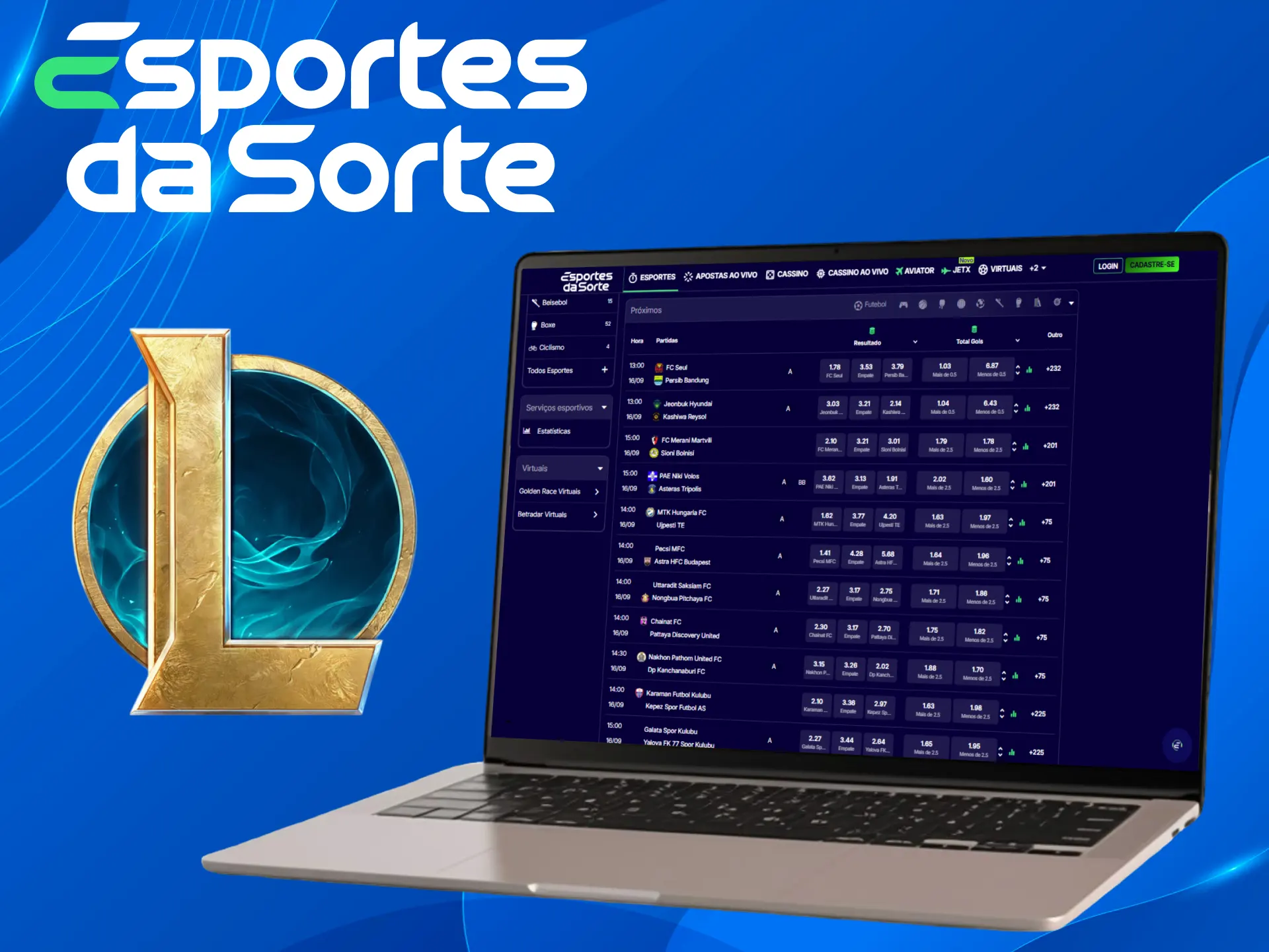 Obtenha grandes ganhos apostando em League of Legends com Esportes da Sorte.