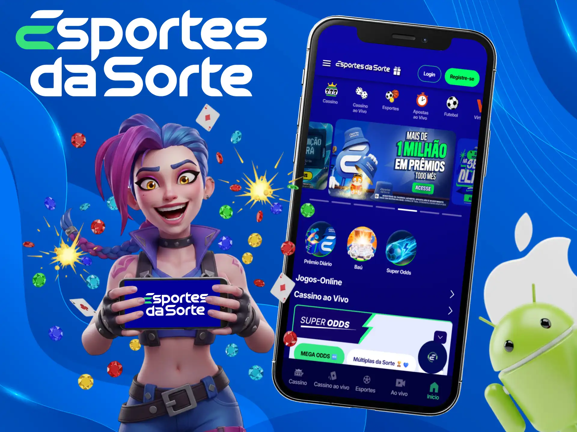Jogue League of Legends no app para Android e iOS onde estiver no Esportes da Sorte.