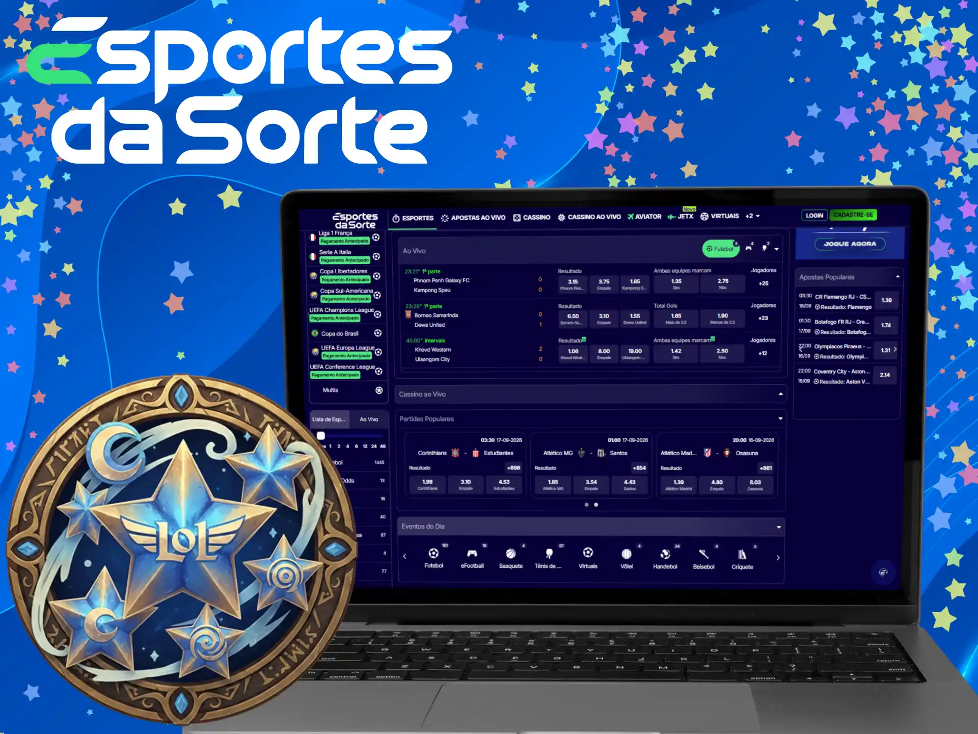 Aproveite as vantagens de apostar em League of Legends com o Esportes da Sorte.