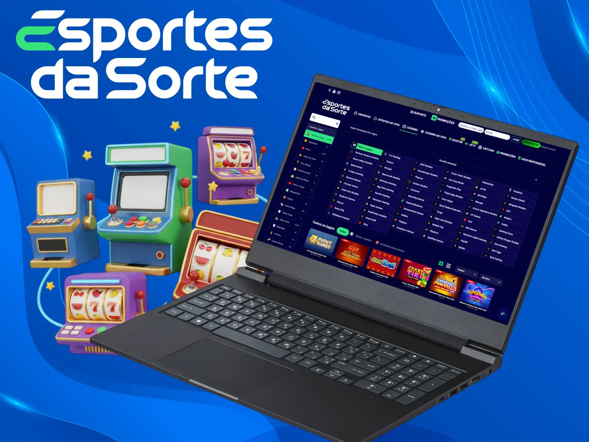 Confira a lista de Provedores de Slots de alta qualidade disponíveis no Esportes da Sorte.