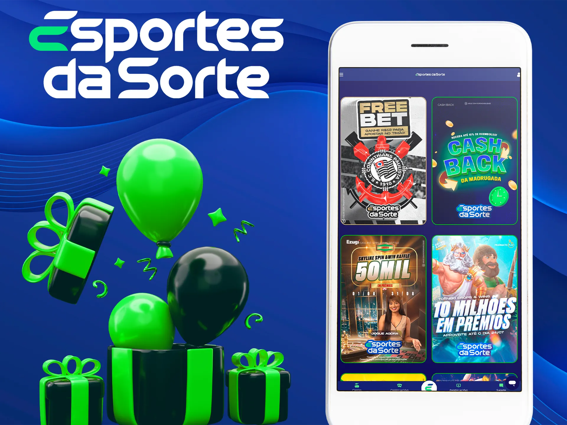 Receba um bônus expresso no aplicativo Esportes da Sorte e ganhe mais.