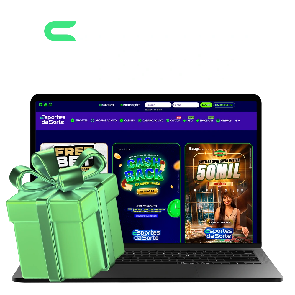 O Esportes da Sorte oferece vários bônus de apostas esportivas e de cassino.