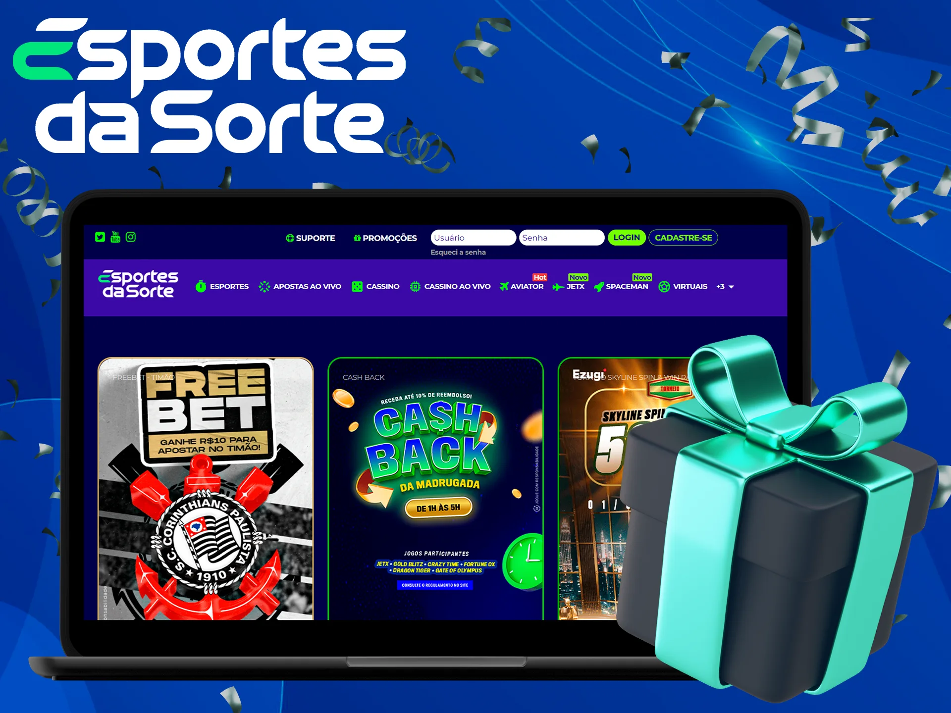Cadastre-se e ganhe o bônus expresso Esportes da Sorte para apostas.