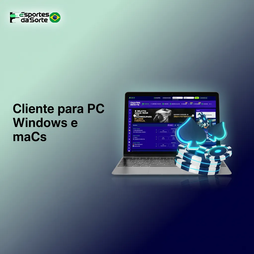 Sem app de desktop: aposte e jogue no site oficial pelo navegador em PCs Windows e macOS.