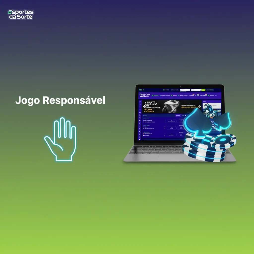 Banner 'Jogo Responsável' com dicas: limites, lembretes, pausas, autoexclusão, não perseguir perdas, bem‑estar primeiro.