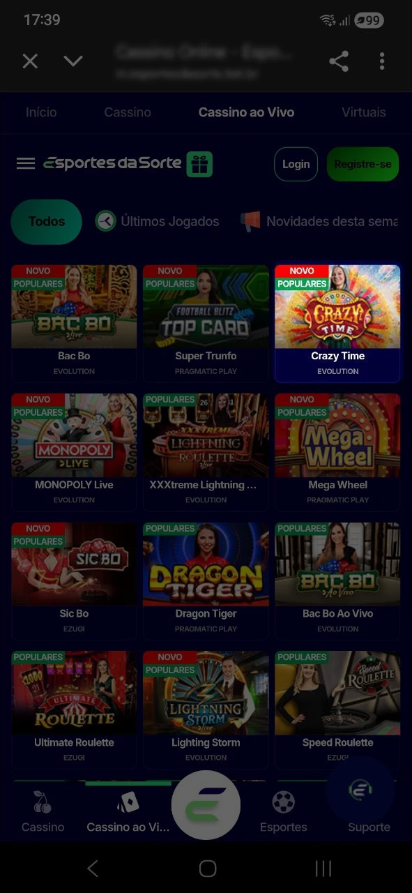 Ajuste sua aposta para lucros no cassino ao vivo do Esportes da Sorte.