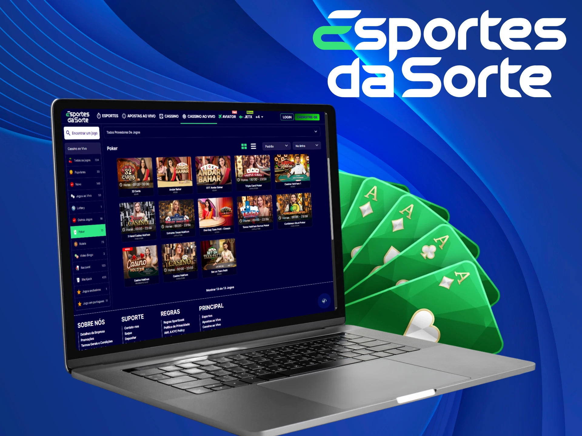 Medir habilidades no poker para vencer é no cassino ao vivo do Esportes da Sorte.