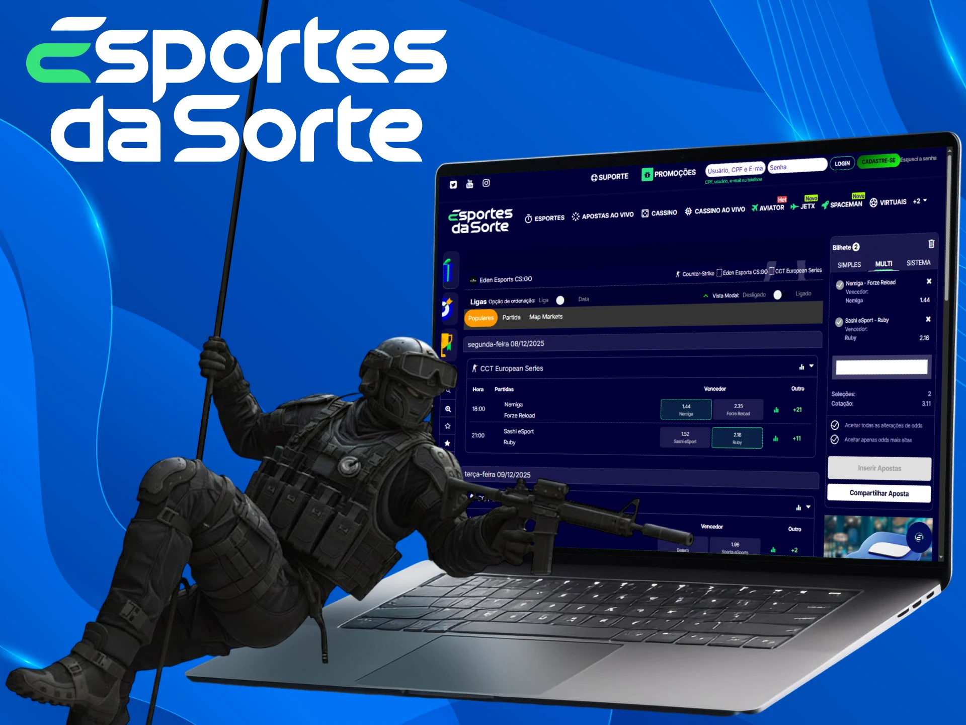 Descubra a variedade de tipos de apostas em CS2 disponíveis no Esportes da Sorte.