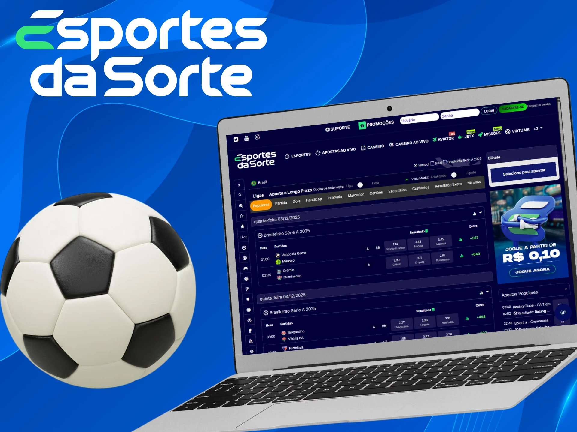 Vença com as melhores cotes em futebol disponíveis no Esportes da Sorte no Brasil.