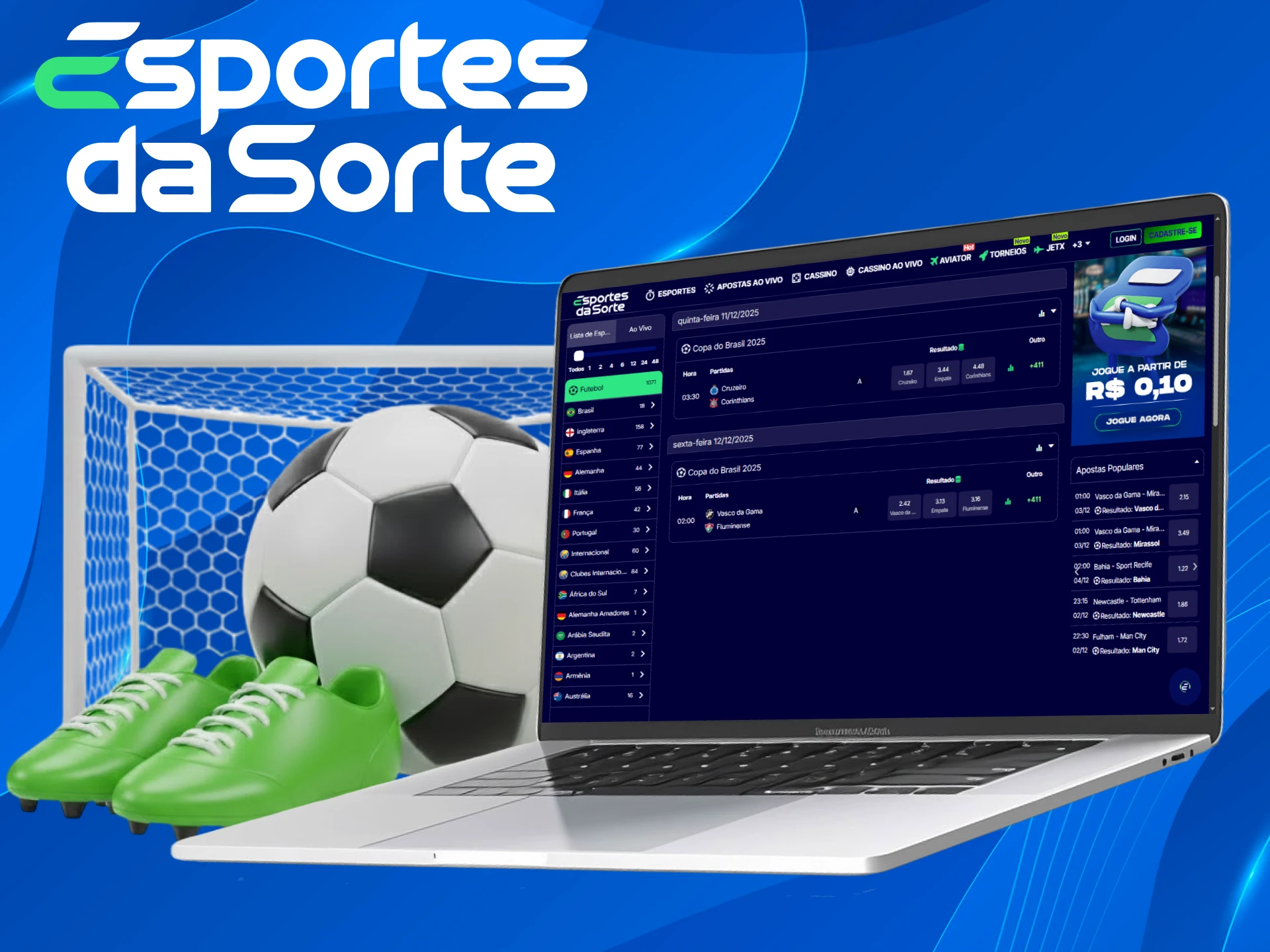 Encontre os melhores torneios e ligas de Futebol para apostar no Esportes da Sorte.