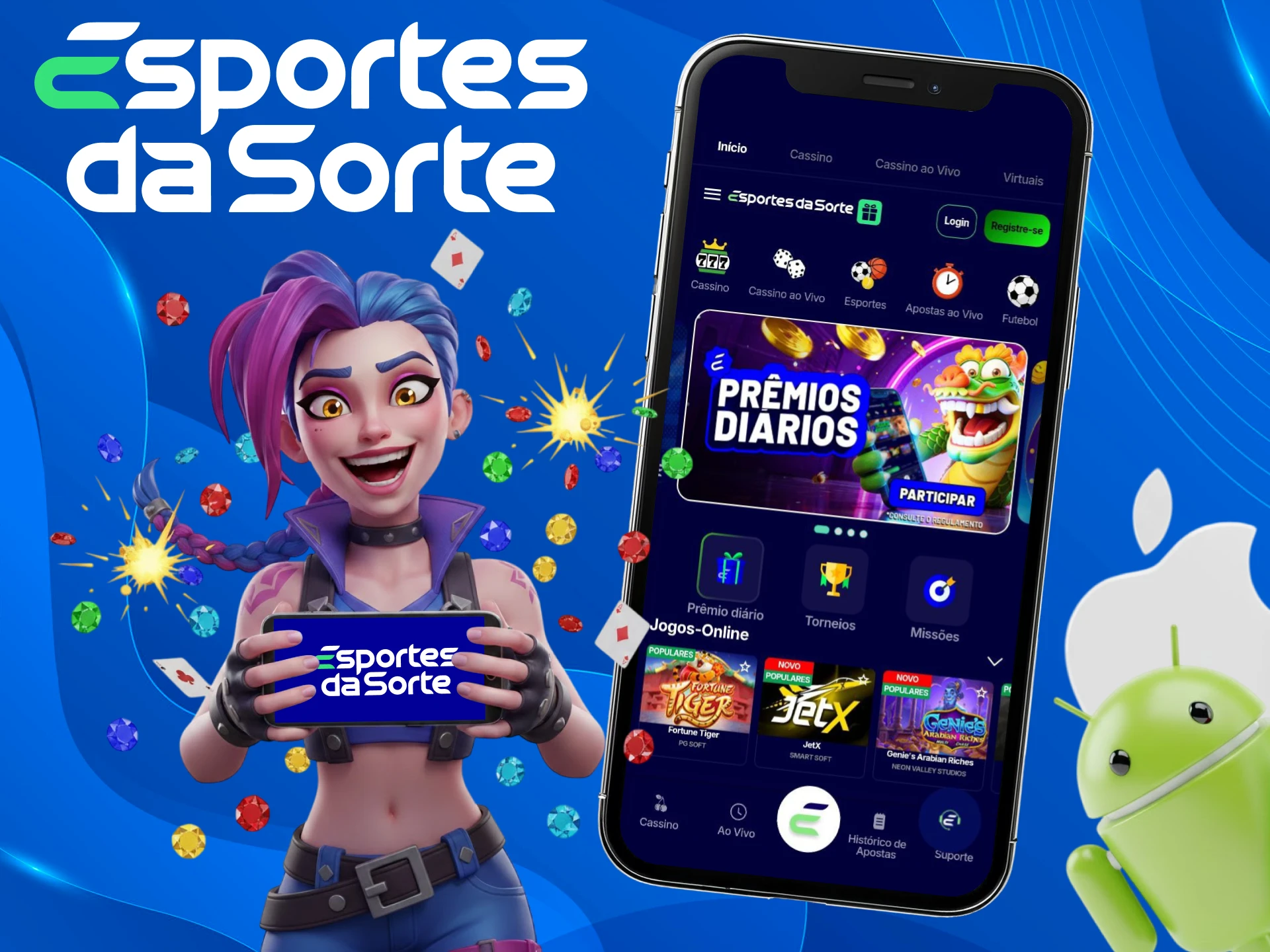 Jogue League of Legends no app para Android e iOS onde estiver no Esportes da Sorte.
