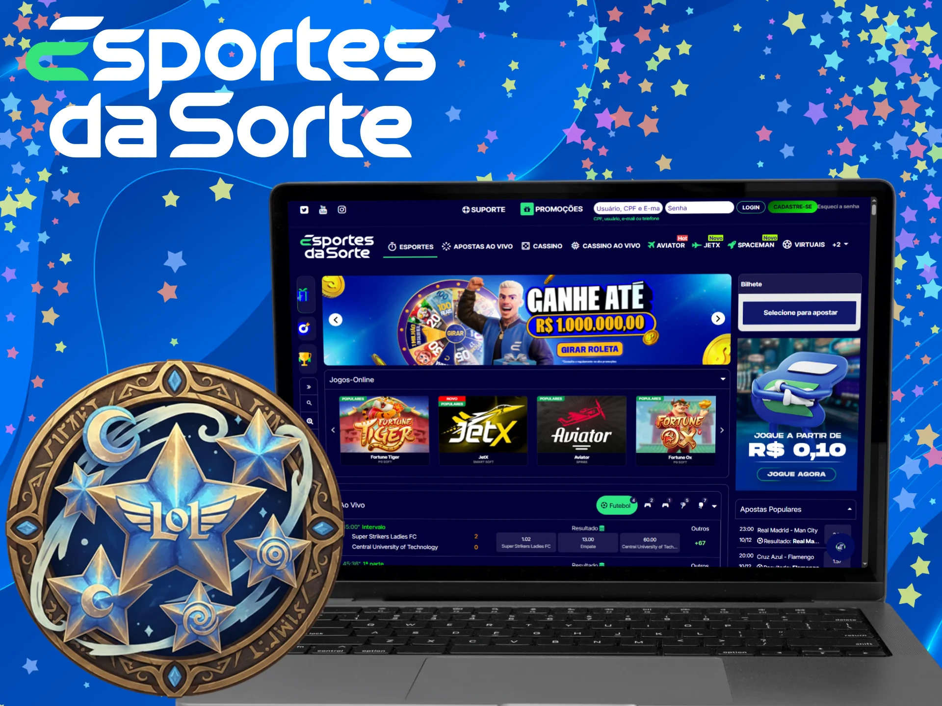 Aproveite as vantagens de apostar em League of Legends com o Esportes da Sorte.