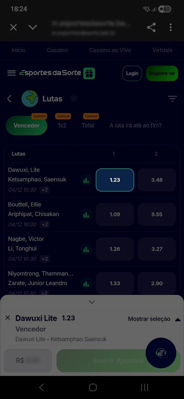 Adicione a cotação ao cupom de MMA no Esportes da Sorte.