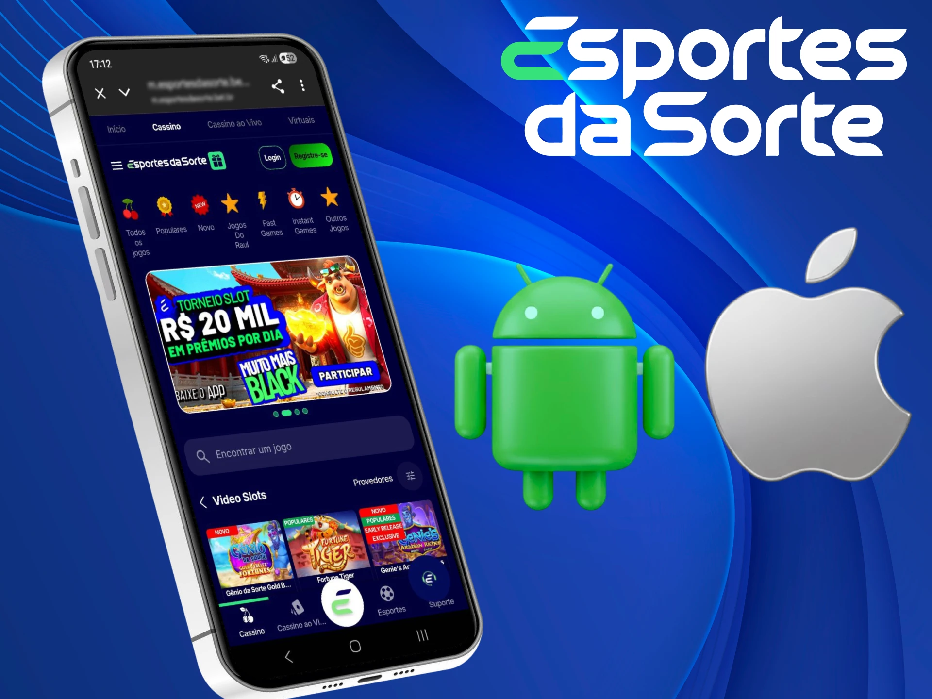 Baixe o aplicativo mobile e jogue seus Slots favoritos em qualquer lugar com Esportes da Sorte.